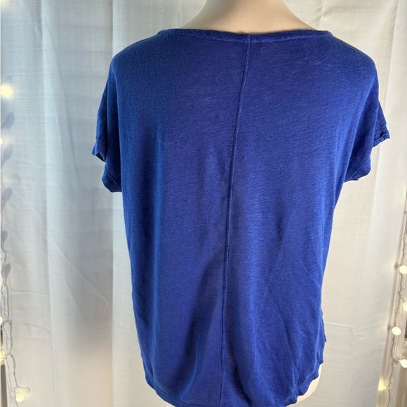 Lilly Pulitzer Blue Relaxed Notched Collar Cuffed Sleeve Tee - Picture 2 of 6